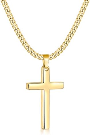 14K Gold Plated Cross Necklace for Men