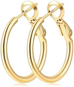 14K Gold Plated Hoop Earrings for Women, Small 20mm