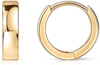 14K Gold Plated Huggie Hoop Earrings for Women, 12MM