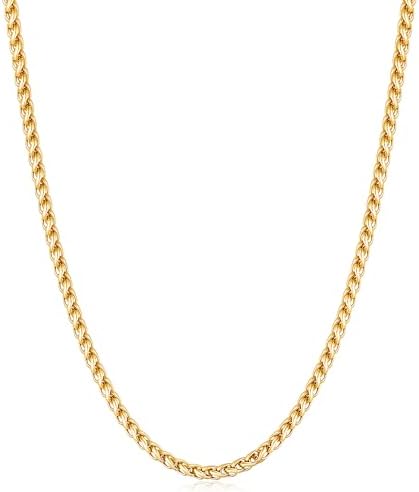 14K Gold Plated Wheat Chain Necklace for Men