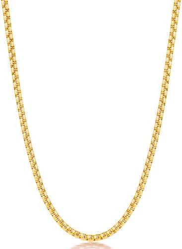 18K Gold Plated Stainless Steel Rolo Chain Necklace for Men and Women