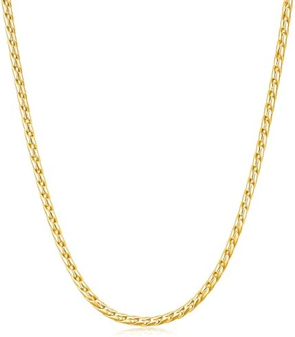 2.5mm 14K Gold Plated Cardano Chain for Men Women, 20 Inch