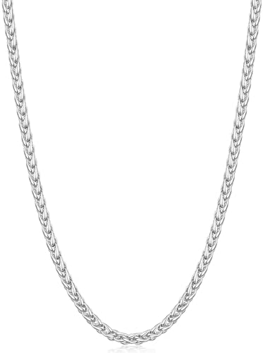 2mm Silver Tone Wheat Chains for Men and Women, 18 Inch