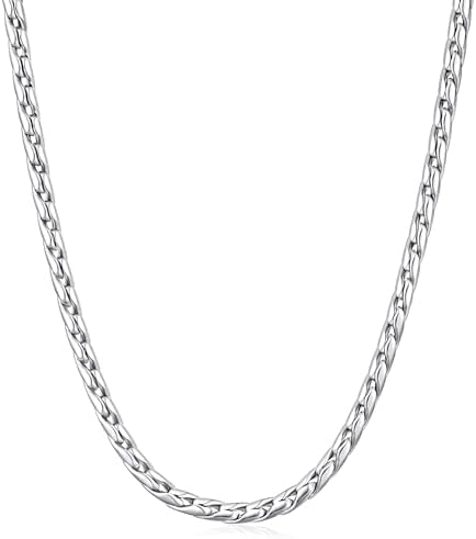 3.5mm Silver Tone Cardano Chain for Men Women, 20 Inch