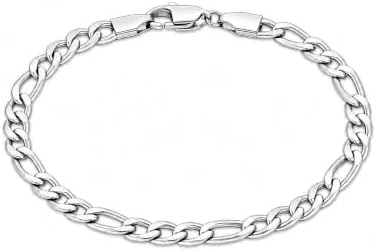 5mm Silver Tone Figaro Link Mens Bracelet, 6.7"