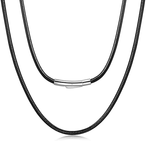 Black Braided String Cord Necklace for Men