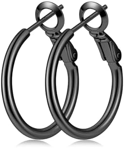 Black Hoop Earrings for Women, Small 20mm