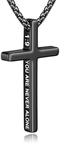 Cross Necklace for Men, Stainless Steel Box Chain 18"