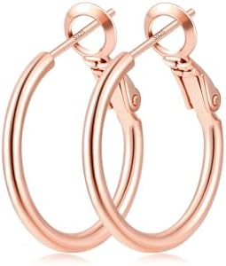 Rose Gold Hoop Earrings for Women, Small 20mm