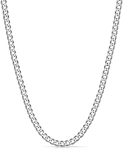 Silver Tone Cuban Link Chain for Men, 4mm 18 Inch