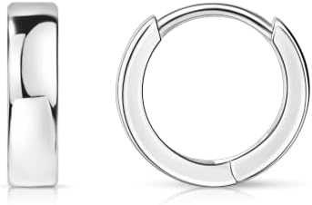 Silver Tone Huggie Hoop Earrings for Women, 12MM