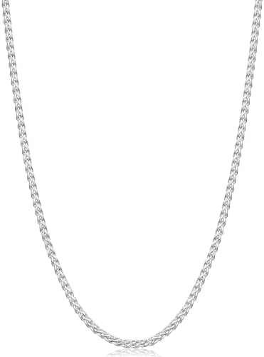 Silver Tone Wheat Chain Necklace for Men, 2.5mm Mens Chain Necklaces